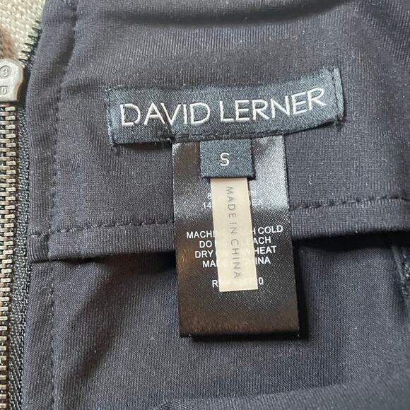 DAVID LERNER Asymmetrical Black Mini Pencil Skirt Zip Back‎ Small Nylon Spandex - Picture 3 of 3